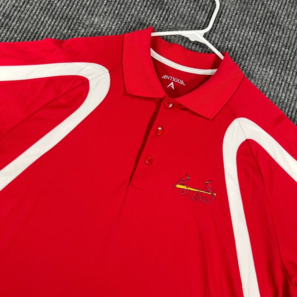 St. Louis Cardinals Polo Shirt Mens Large Red Short Sleeve MLB Baseball Antigua